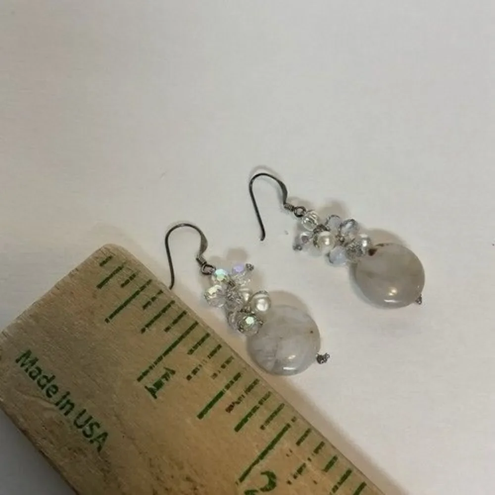 NWT Pannee Women Sterling Silver/White Pearl DropDangle‎ Earrings Taiwan 1.8